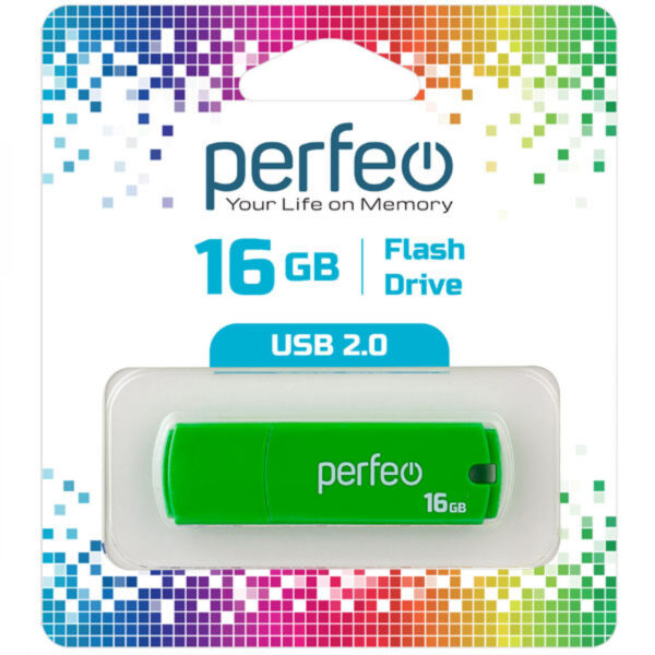 ФЛЭШ-ДРАЙВ PERFEO 16ГБ USB 2.0 #C05.Green