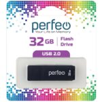 ФЛЭШ-ДРАЙВ “PERFEO” 32ГБ USB 2.0 #C04.Black