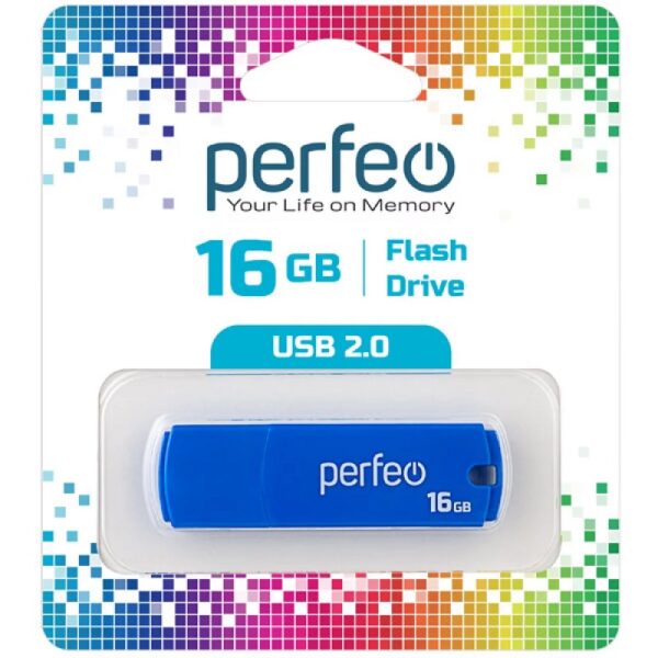 ФЛЭШ-ДРАЙВ PERFEO 16ГБ USB 2.0 #C05.Blue