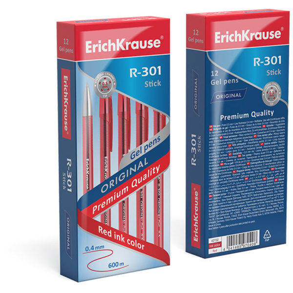 РУЧКА ГЕЛЕВАЯ ERICH KRAUSE 0,5мм, КРАСНАЯ #R-301OriginalGel