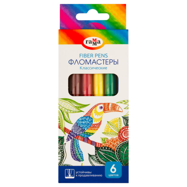 ФЛОМАСТЕРЫ ГАММА 6цв., СМЫВАЕМЫЕ #Классические