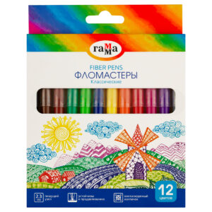 ФЛОМАСТЕРЫ ГАММА 12цв., СМЫВАЕМЫЕ #Классические