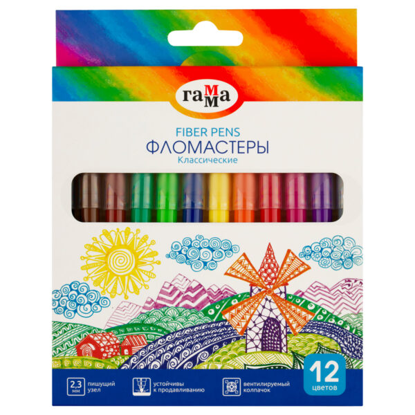 ФЛОМАСТЕРЫ ГАММА 12цв., СМЫВАЕМЫЕ #Классические