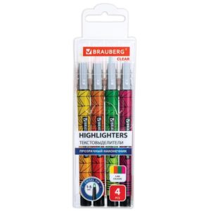 МАРКЕРЫ ТЕКСТОВЫЕ BRAUBERG 4шт.5мм #Clear