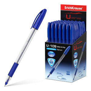 РУЧКА ШАРИКОВАЯ ERICH KRAUSE 1,0мм СИНЯЯ 3-хгр.#U-109.Stick&Grip