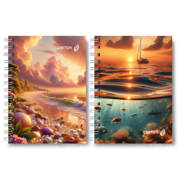 КНИЖКА ЗАПИСНАЯ SVETOCH А6 80л., НА ГРЕБНЕ #МорскойЗакат