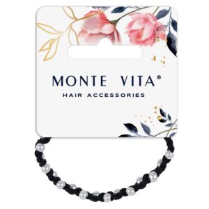 РЕЗИНКА ДЛЯ ВОЛОС MONTE VITA 0,5см #Чёрная.ПлетениеСБусинами