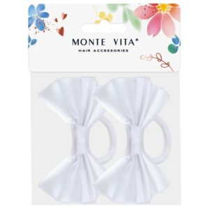 БАНТЫ ДЛЯ ВОЛОС MONTE VITA 10*8см 2шт., НА РЕЗИНКЕ #Белые