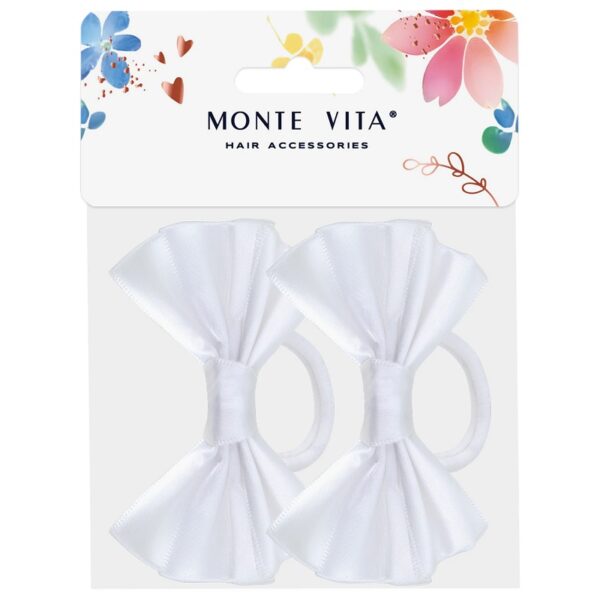 БАНТЫ ДЛЯ ВОЛОС БАНТЫ ДЛЯ ВОЛОС MONTE VITA 10*8см 2шт., НА РЕЗИНКЕ #Белые