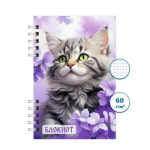 БЛОКНОТ А6 КОЛИБРИ 80л., НА ГРЕБНЕ #Кошки