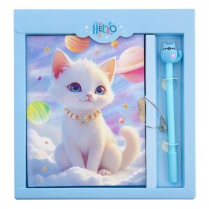 КНИЖКА ЗАПИСНАЯ ALINGAR 18*22см 48л. КЛЕТКА, ЗАМОК + ШАР.РУЧКА #Кошечка