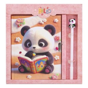 КНИЖКА ЗАПИСНАЯ ALINGAR 18*22см 48л. КЛЕТКА, ЗАМОК + ШАР.РУЧКА #Панда